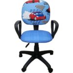 Depolife Çocuk Genç Odası Çalışma Koltuğu Döner Tekerli Sandalye Kumaş Döşeme Yarış Arabası Resimli