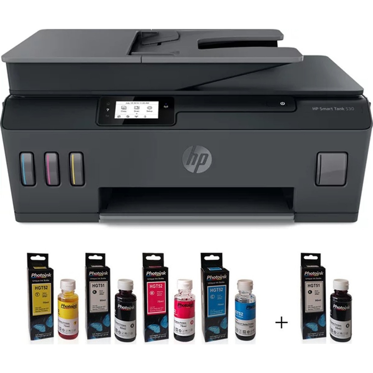 10417234968626.jpg HP Smart Tank 530 4SB24A Wi-Fi + Tarayıcı + Fotokopi Renkli Çok Fonksiyonlu Tanklı Yazıcı + Photoink Mürekkep - Görsel 1