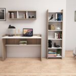 Bimossa Hürrem Kitaplık ve Raflı Çalışma Masası Ceviz Beyaz - Görsel 2