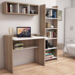 Bimossa Mahidevran Kitaplık ve Raflı Çalışma Masası Ceviz Beyaz