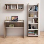 Bimossa Mahidevran Kitaplık ve Raflı Çalışma Masası Ceviz Beyaz - Görsel 2