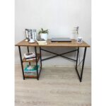 IRMAK Çalışma Masası 2 Raflı Metal Bilgisayar Laptop Masası Ofis Ders Masası Ceviz - Görsel 2