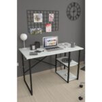 Bofigo 60X120 cm 2 Raflı Çalışma Masası Bilgisayar Masası Ofis Ders Yemek Masası Beyaz