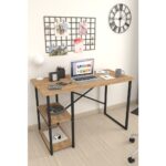 Bofigo 60X120 cm 2 Raflı Çalışma Masası Bilgisayar Masası Ofis Ders Yemek Masası Çam - Görsel 2