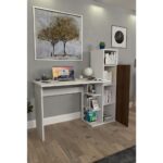 Moonlife Diamond Dolaplı Çalışma Masası Beyaz Ceviz