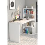 Moonlife Çınar Kitaplıklı Çalışma Masası Beyaz