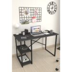 Bofigo 60X120 cm 2 Raflı Çalışma Masası Bilgisayar Masası Ofis Ders Yemek Masası Antrasit - Görsel 2
