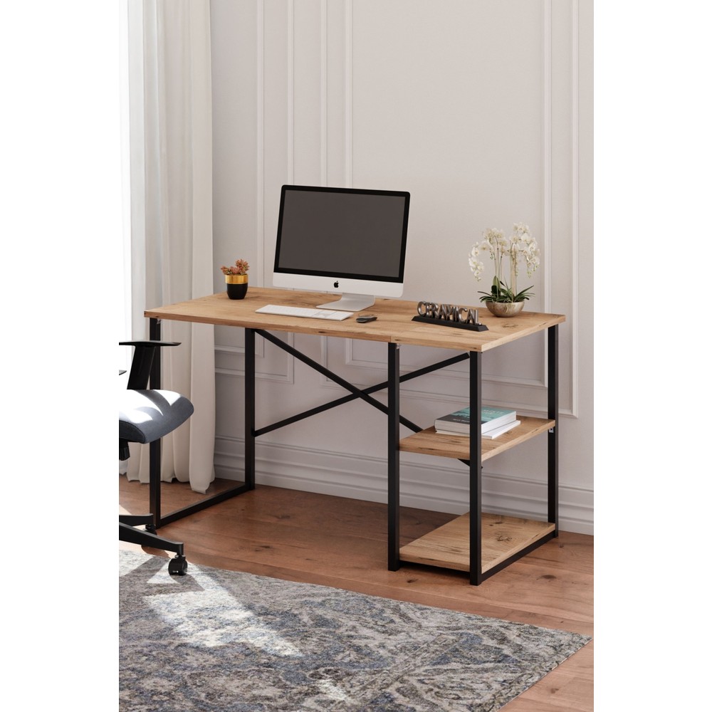 110000136756551.jpg Ceramical MSR Raflı Çalışma Masası - 60x120cm - Çam - Görsel 1