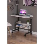 Dehalimited 80X40 Yükseklik Ayarlı Raflı Kilitli Tekerlekli Taşınabilir Laptop Sehpası ve Çalışma Masası - Görsel 4