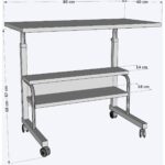 Dehalimited 80X40 Yükseklik Ayarlı Raflı Kilitli Tekerlekli Taşınabilir Laptop Sehpası ve Çalışma Masası - Görsel 5
