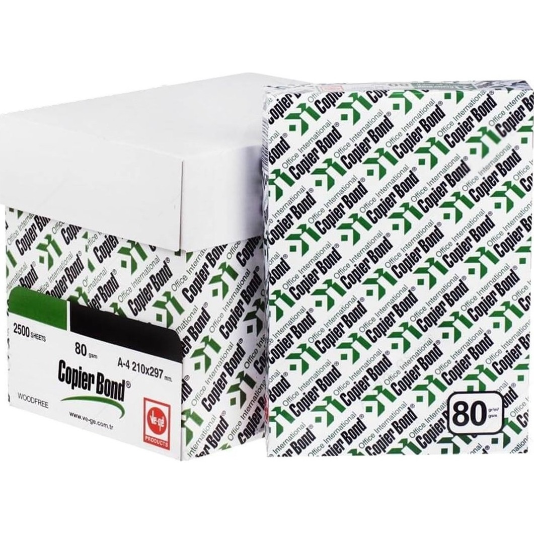 110000360299804.jpg Ve-Ge Copier Bond A4 80 G/m² 2.500'LÜ Fotokopi Kağıdı 5'li Paket - Görsel 1