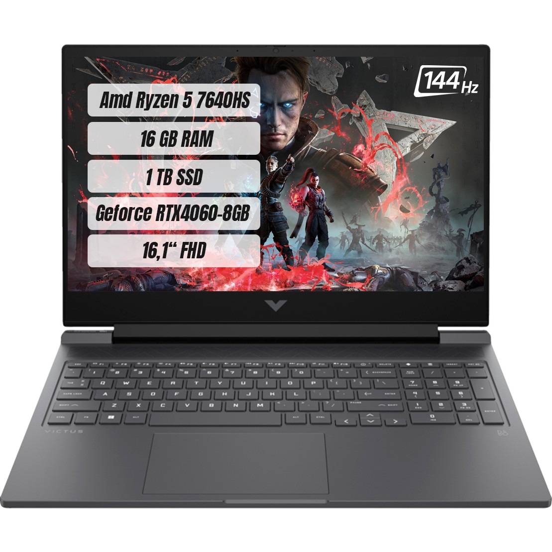 110000473757604.jpg Hp Victus Gaming Laptop 16-S0018NT Amd Ryzen 5 7640HS 16 GB 1 Tb SSD Rtx 4060 Freedos 16.1" Fhd 144 Hz Taşınabilir Bilgisayar 7Z4M8EA - Görsel 1