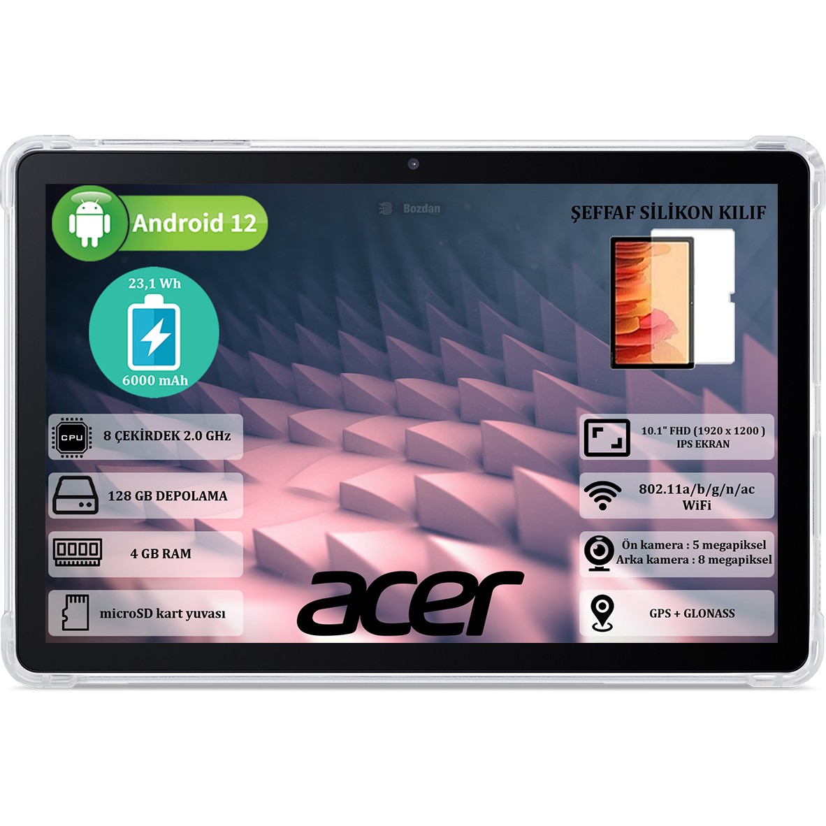 110000499873146-2.jpg Acer Iconia M10 4 GB Ram 128 GB SSD 10.1" Wuxga (1920 x 1200 ) IPS Yeni Nesil Android Tablet NT.LFUEY.001 - Görsel 1