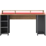 Rani HA122 LED Işıklı Kumandalı Rgb Raflı Oyuncu Bilgisayar Masası Çalışma Masası Sepet Ceviz - Antrasit - Görsel 5