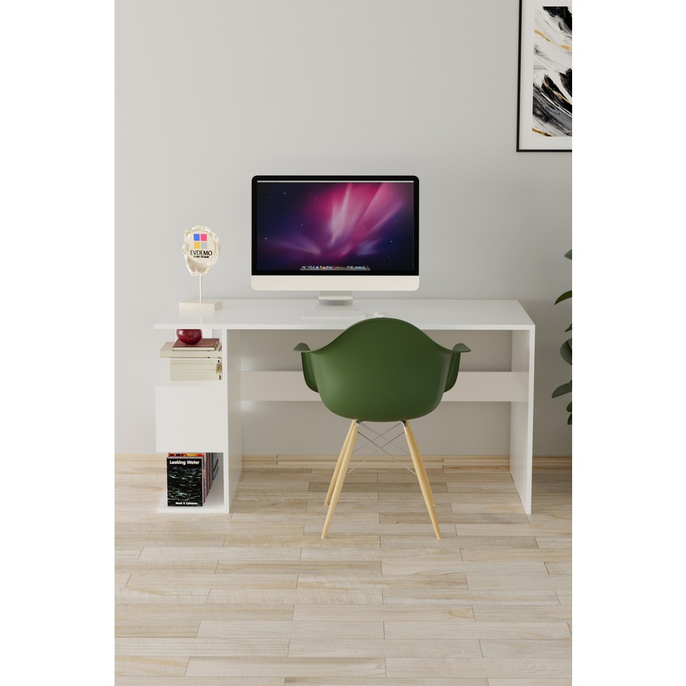110000554706937-2.jpg EVDEMO Leo Kitaplıklı Çalışma Masası Beyaz - Görsel 1