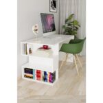 EVDEMO Leo Kitaplıklı Çalışma Masası Beyaz - Görsel 3