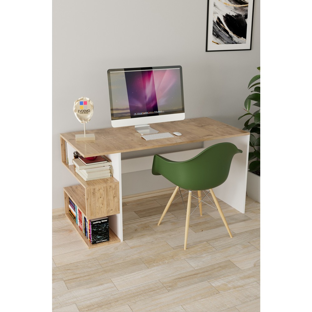 110000554711312.jpg EVDEMO Leo Kitaplıklı Çalışma Masası Atlantik Çam - Görsel 1