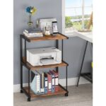 servetavcı Raflı Yazıcı Sehpası - Atlantik Çam (Frenli Tekerli) 45X30X75 - Görsel 2