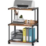 servetavcı Raflı Yazıcı Sehpası - Atlantik Çam (Frenli Tekerli) 45X30X75 - Görsel 4