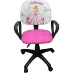 Depolife Çocuk Genç Odası Çalışma Koltuğu Döner Sandalye Tekerli Kumaş Döşeme Sindirella Resimli
