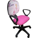 Depolife Çocuk Genç Odası Çalışma Koltuğu Döner Sandalye Tekerli Kumaş Döşeme Sindirella Resimli - Görsel 3