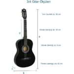 Midex CG-36BK Kaliteli 36 Inç 3/4 Juniur Çocuk Gitarı 8-12 Yaş Arası (Çanta Askı Pena Metod) - Görsel 3