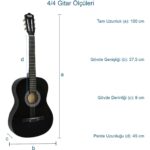 Midex CG-270BK Siyah Klasik Gitar 4/4 Yetişkin Boy Sap Ayarlı Full Set - Görsel 3