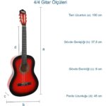 Midex CG-270RD Kırmızı Renk Klasik Gitar 4/4 Yetişkin Boy Sap Ayarlı Full Set - Görsel 3