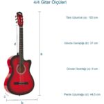 Midex CG-395RD Kırmızı Renk Kesik Klasik Gitar 4/4 Yetişkin Boy Sap Ayarlı Full Set - Görsel 3