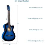 Midex CG-395BL Mavi Renk Kesik Klasik Gitar 4/4 Yetişkin Boy Sap Ayarlı Full Set - Görsel 3