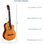 Midex CG-395YL Klasik Gitar 4/4 Kesik Kasa Full Set (Çanta Askı Tuner Metod Pena) - Görsel 4