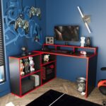 Bimossa Leo Oyuncu Masası Siyah Kırımızı 113 cm