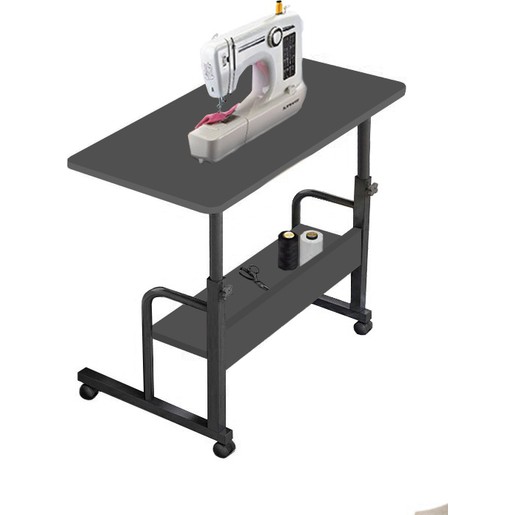 110000640778024.jpg servetavcı Yükseklik Ayarlı Dikiş Makinesi Sehpası - Antrasit (Frenli Tekerli) 70X40 Oval Kenar - Görsel 1
