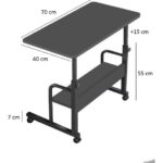 servetavcı Yükseklik Ayarlı Dikiş Makinesi Sehpası - Antrasit (Frenli Tekerli) 70X40 Oval Kenar - Görsel 2