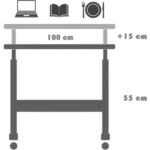 servetavcı Yükseklik Ayarlı Çalışma Masası - Ceviz (Tekerli) 100X50 Oval Kenar - Görsel 2