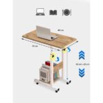 servetavcı Yükseklik Ayarlı Yatak Sehpası - Atlantik Çam Beyaz (Tekerli) 70X40 Oval Kenar - Görsel 2