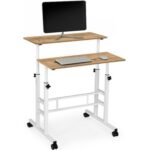 servetavcı Yükseklik Ayarlı Bilgisayar/Laptop Ve Çalışma Masası - Çam Beyaz 80 x 60 cm (Tekerli) Oval Kenar