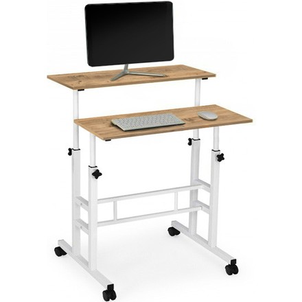 110000641287500.jpg servetavcı Yükseklik Ayarlı Bilgisayar/Laptop Ve Çalışma Masası - Çam Beyaz 80 x 60 cm (Tekerli) Oval Kenar - Görsel 1