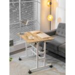 servetavcı Yükseklik Ayarlı Bilgisayar/Laptop Ve Çalışma Masası - Çam Beyaz 80 x 60 cm (Tekerli) Oval Kenar - Görsel 2