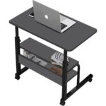 servetavcı Yükseklik Ayarlı Çift Raflı Laptop Sehpası ve Çalışma Masası - Antrasit (Tekerli) 70 x 40