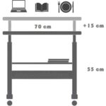 servetavcı Yükseklik Ayarlı Çift Raflı Laptop Sehpası ve Çalışma Masası - Antrasit (Tekerli) 70 x 40 - Görsel 2