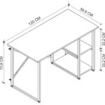 Bofigo 60X120 cm 2 Raflı Çalışma Masası Bilgisayar Masası Ofis Ders Yemek Masası Antrasit - Görsel 5