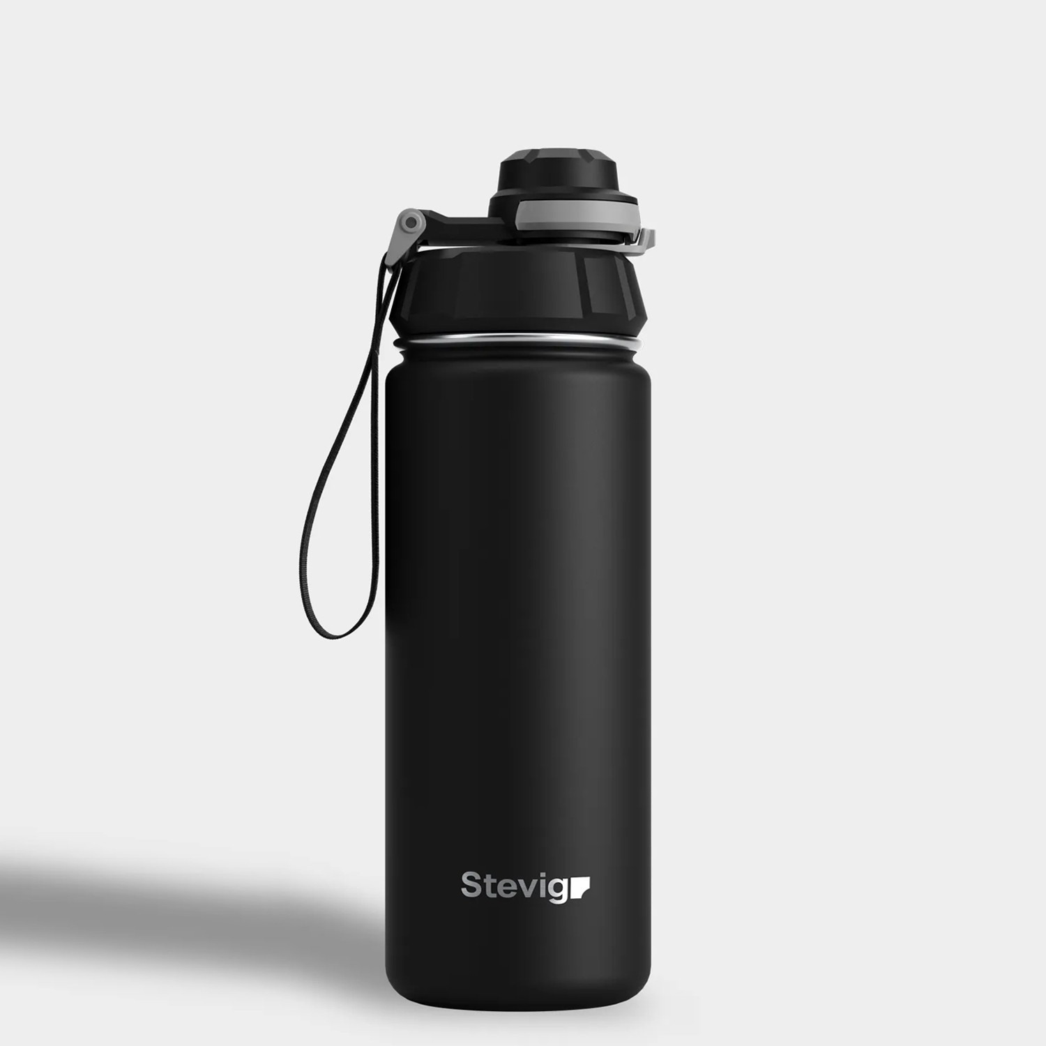 110000767094890.jpg Stevig 1 Hand Leak-Proof Sızdırmaz Çelik Termos 500 ml Black ST-207 - Görsel 1