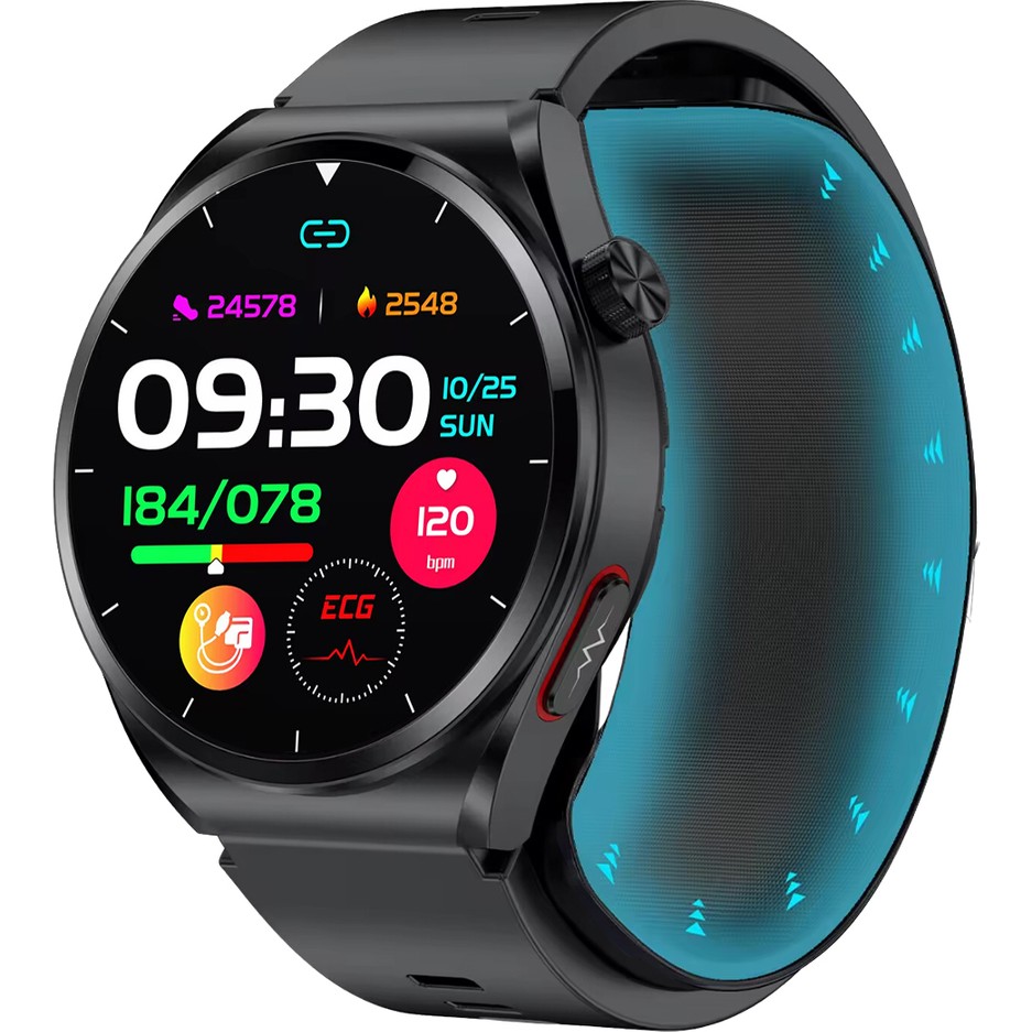 110000769707091.jpg Spovan Electro 2x Hava Basınçlı Şeker Tansiyon Ekg Lipid Analiz Smart Saat - Görsel 1