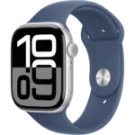 Apple Watch Series 10 GPS 42mm Gümüş Rengi Alüminyum Kasa Kot Rengi Spor Kordon - S/M