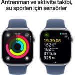 Apple Watch Series 10 GPS, 46 mm Gümüş Rengi Alüminyum Kasa ve Kot Rengi Spor Kordon - M/L - Görsel 4