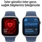 Apple Watch Series 10 GPS, 46 mm Gümüş Rengi Alüminyum Kasa ve Kot Rengi Spor Kordon - M/L - Görsel 5