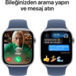 Apple Watch Series 10 GPS, 46 mm Gümüş Rengi Alüminyum Kasa ve Kot Rengi Spor Kordon - M/L - Görsel 7