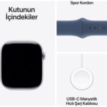 Apple Watch Series 10 GPS, 46 mm Gümüş Rengi Alüminyum Kasa ve Kot Rengi Spor Kordon - S/M - Görsel 9