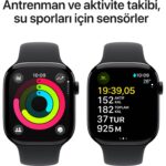 Apple Watch Series 10 GPS, 46 mm Simsiyah Alüminyum Kasa ve Siyah Spor Kordon - S/M - Görsel 4
